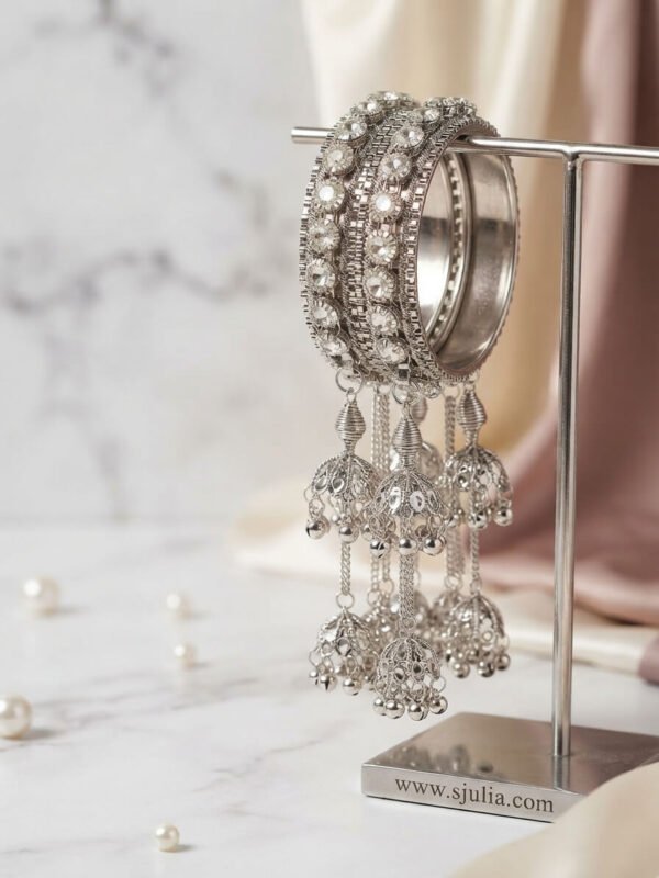 Sania – Oxidised Silver Jhumka Tassel Kara Sania – Oxidised Silver Jhumka Tassel Kara