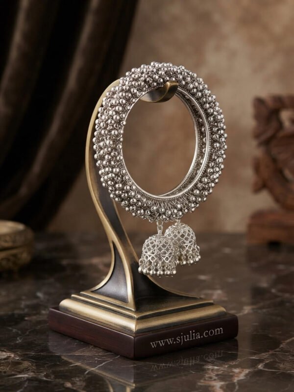 Anaya – Oxidised Silver Beaded Jhumka Kara Anaya – Oxidised Silver Beaded Jhumka Kara