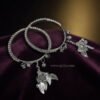 Laila – Silver Beaded Edge Leaf Charm Kara