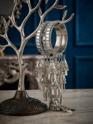 Zoya – Oxidised Silver Mirror-Work Jhumka Kara Zoya – Oxidised Silver Mirror-Work Jhumka Kara