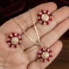 Yasmin – Gold Red Crystal Sunburst Pendant Set