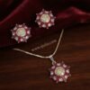 Yasmin – Gold Red Crystal Sunburst Pendant Set