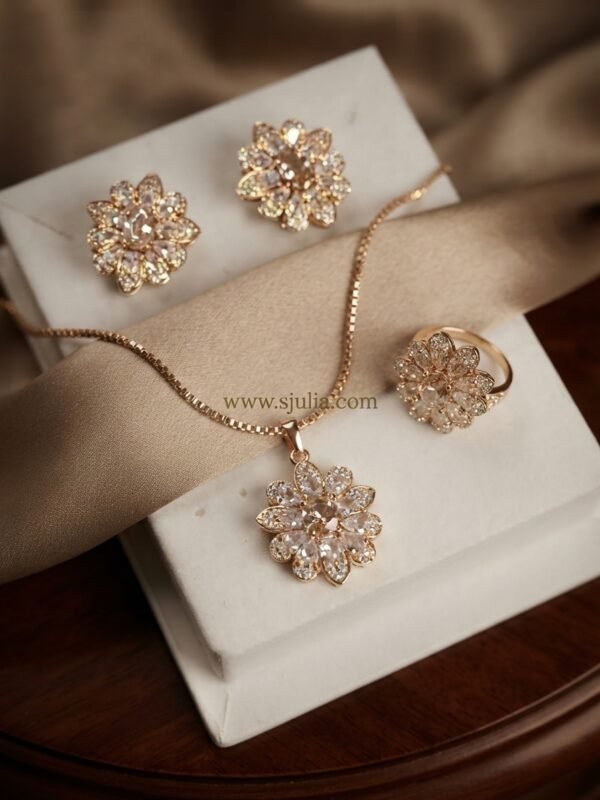 Sofia – Gold Crystal Floral Pendant Set Sofia – Gold Crystal Floral Pendant Set