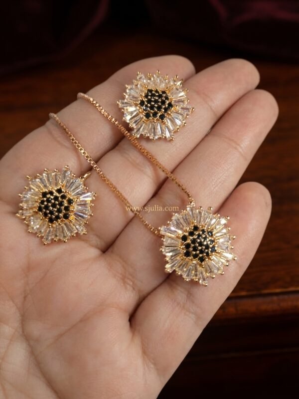 Camila – Gold Black Crystal Starburst Pendant SetCamila – Gold Black Crystal Starburst Pendant Set Camila – Gold Black Crystal Starburst Pendant Set