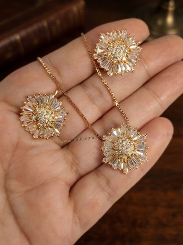 Camila – Gold Black Crystal Starburst Pendant Set Camila – Gold Black Crystal Starburst Pendant Set