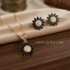 Selin – Gold Black Crystal Daisy Pendant Set Selin – Gold Black Crystal Daisy Pendant Set