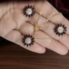 Selin – Gold Black Crystal Daisy Pendant Set Selin – Gold Black Crystal Daisy Pendant Set